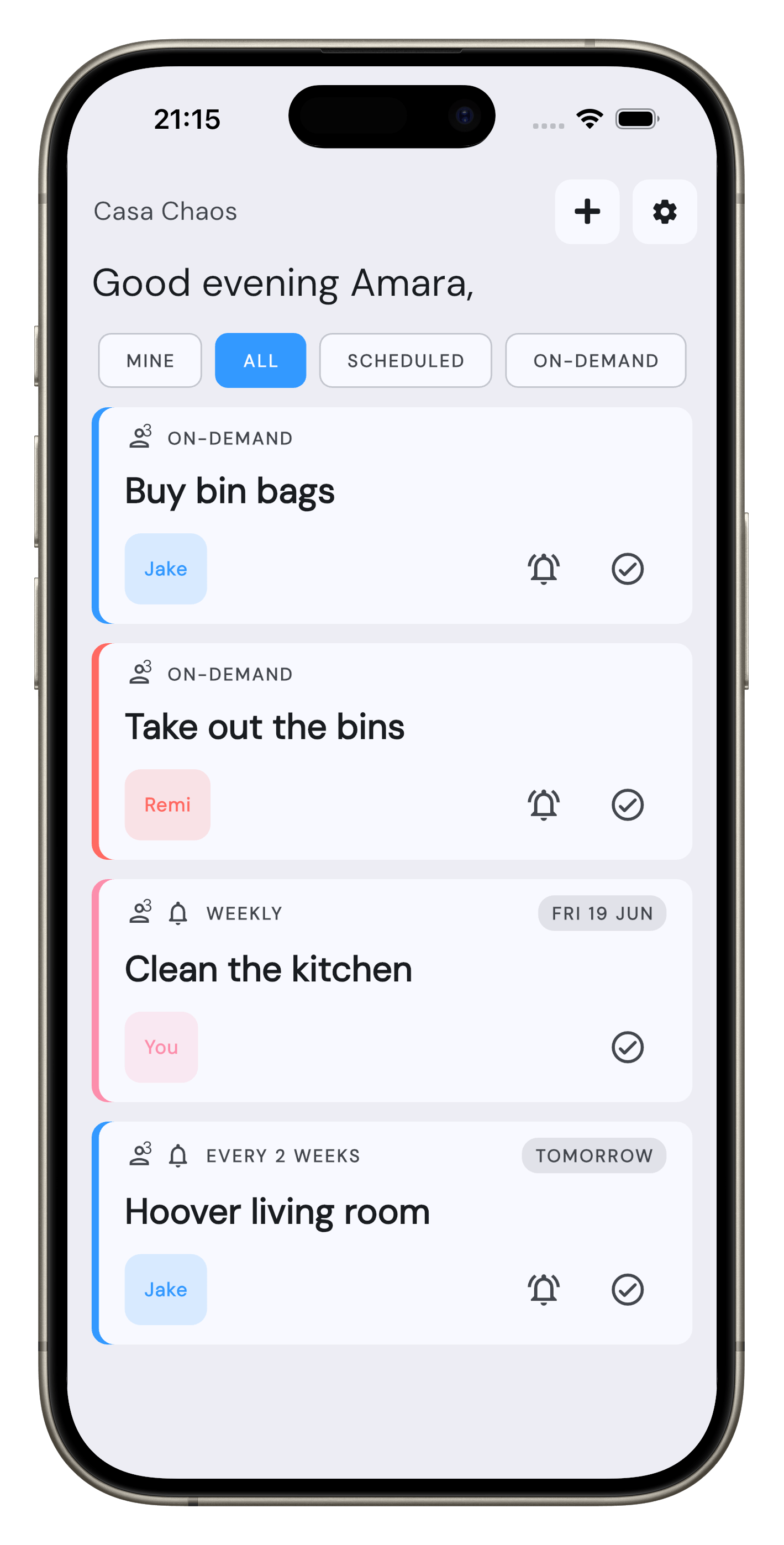 Nizz app week view